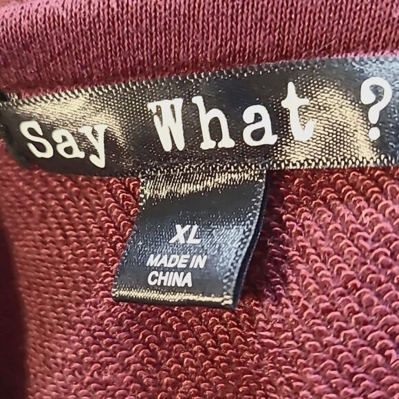 Say What? Maroon Oversized Sweatshirt Navy Blue/White Stripe Balloon Sleeves XL - Picture 6 of 7